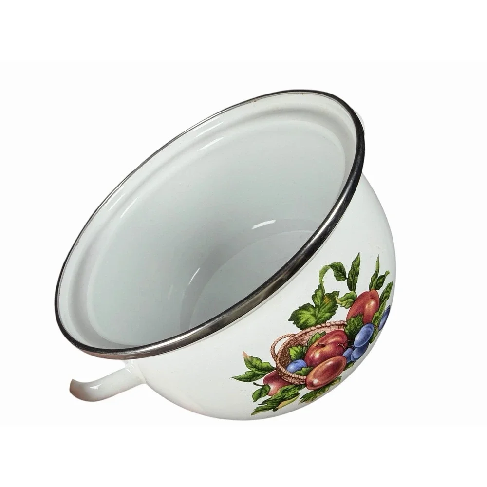 Vintage Enamel Fruit Pot‎ | Farmhouse Cottagecore Rustic Country Kitchen Decor